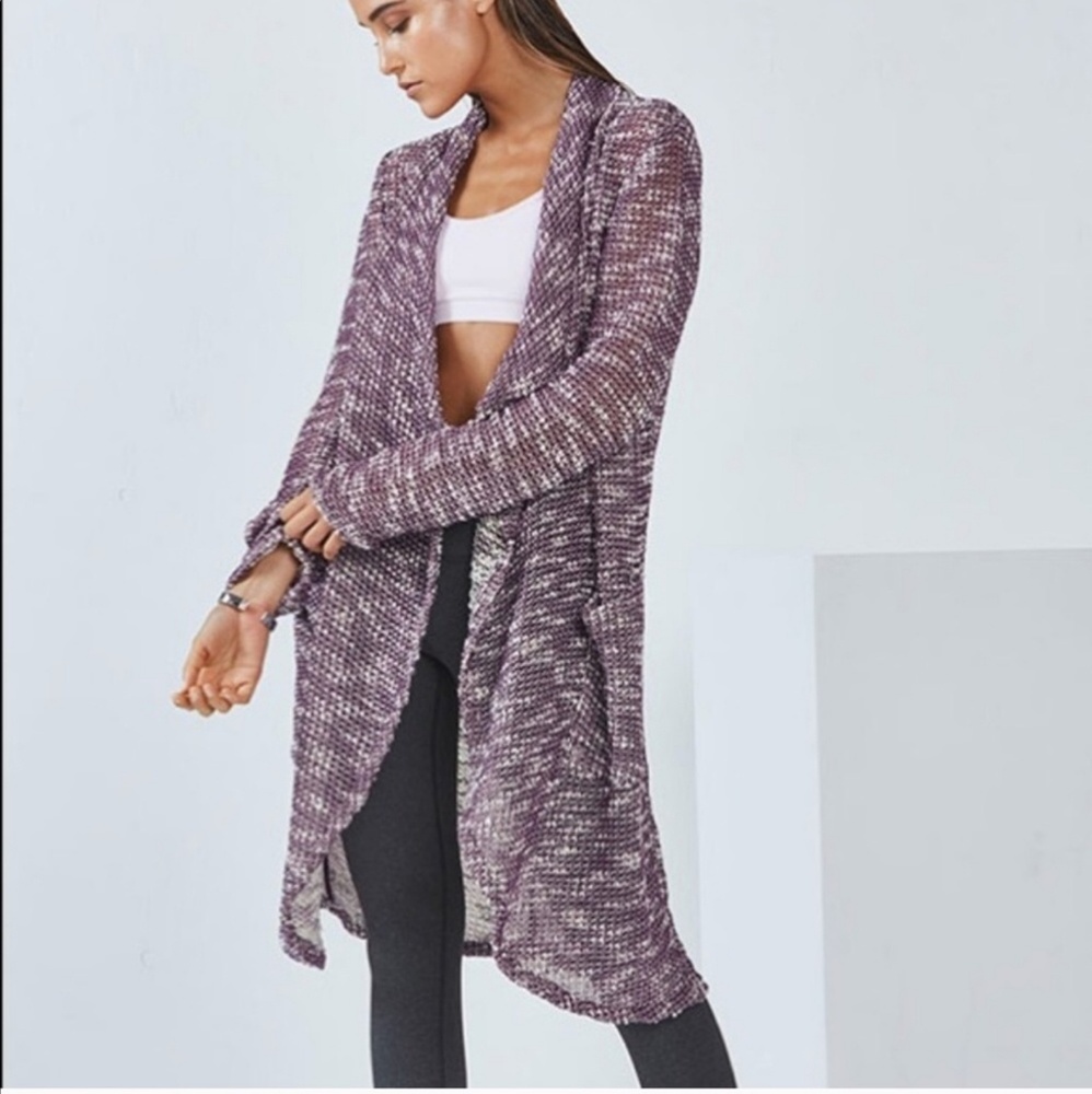 Fabletics Purple Moscow Wrap Long Knit Cardigan